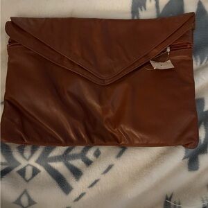 Vintage Tan Genuine Leather Clutch